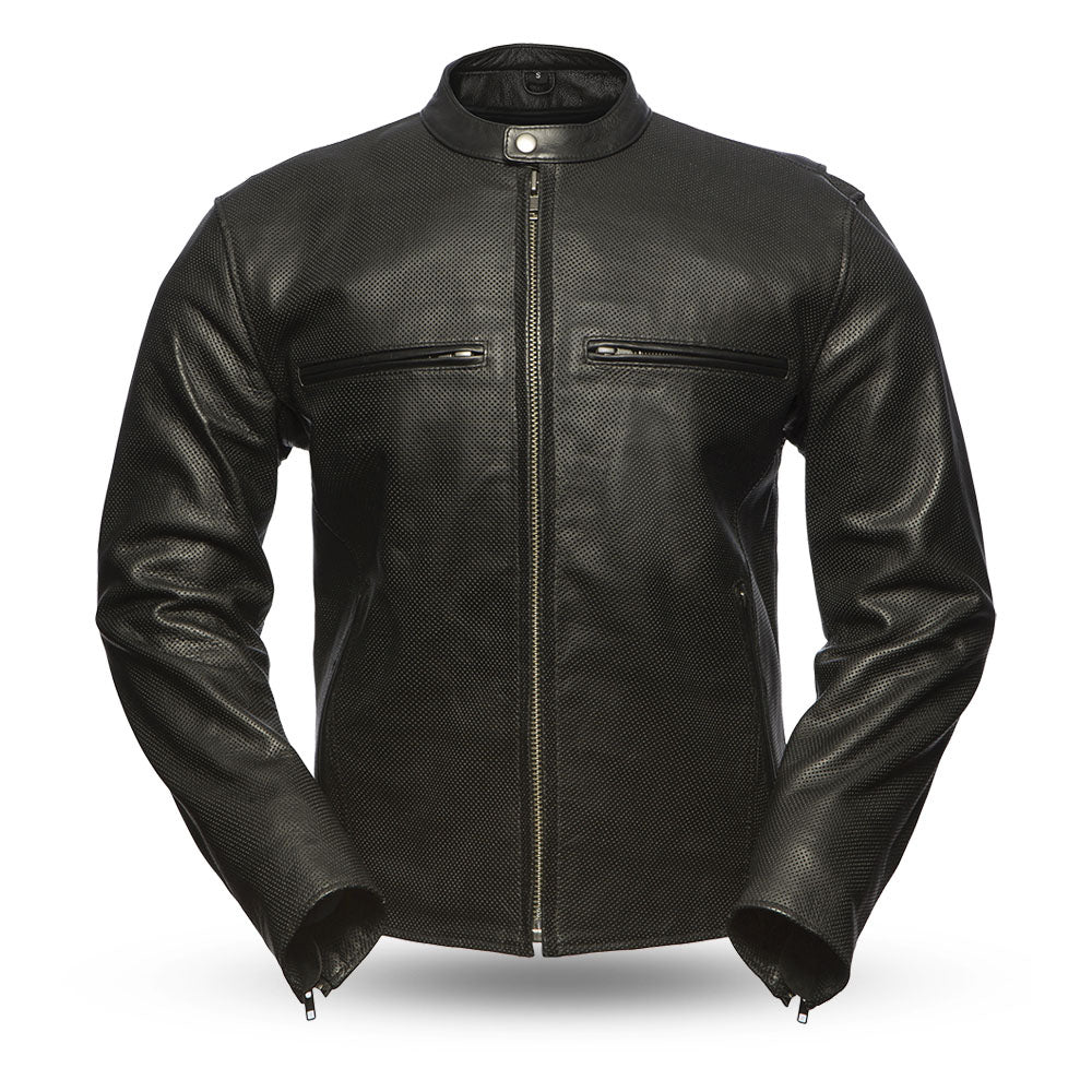 STAR Motorcycle Perforated Leather Jacket Men's Jacket Best Leather Ny Black XXS 