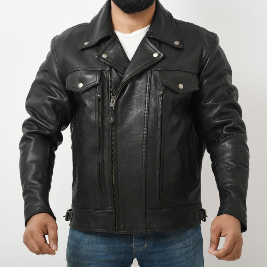 STRANGER Men's Leather Motorcycle Jacket Men's Motorcycle Jacket Best Leather Ny