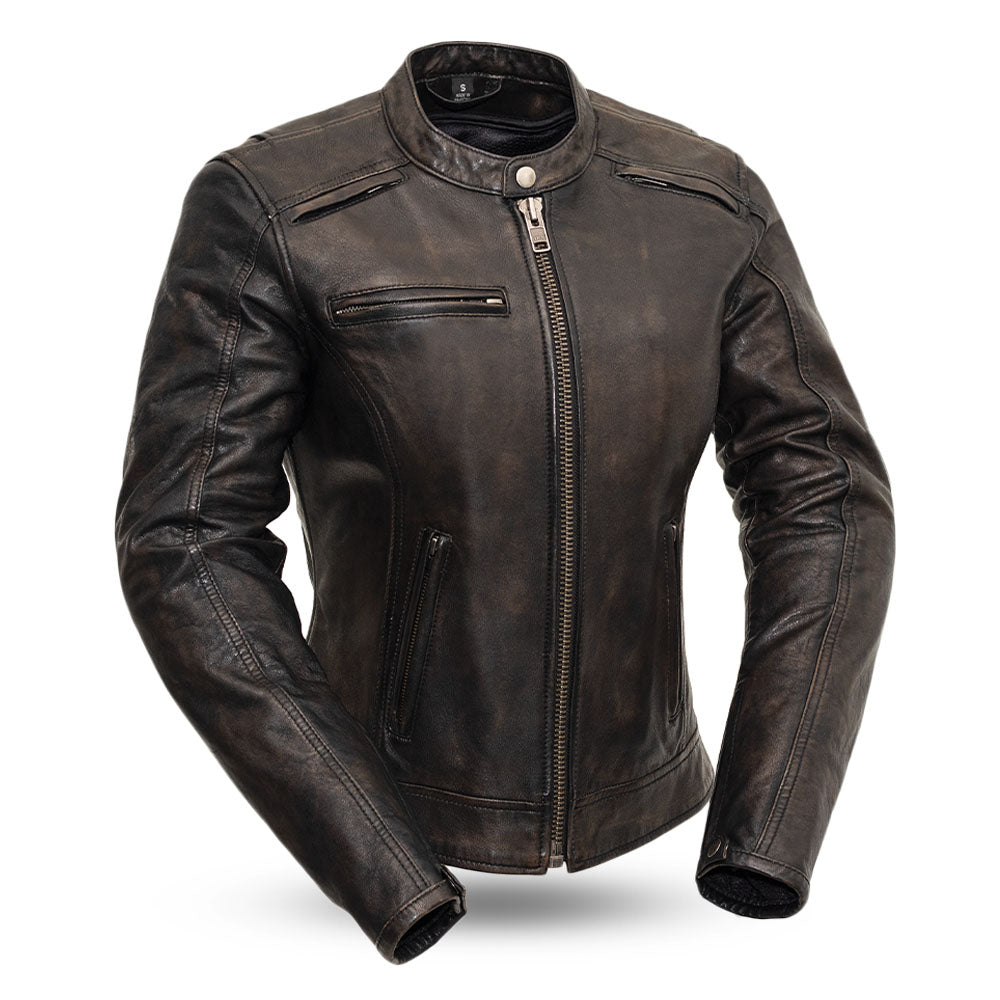 SWEET POISION Motorcycle Leather Jacket Women's Jacket Best Leather Ny XS Black/Olive 