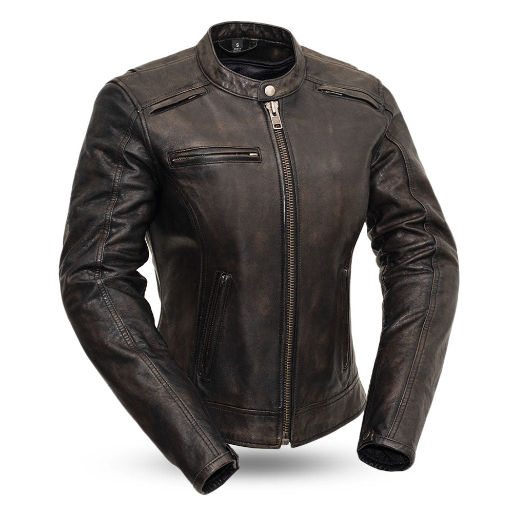 SWEET POISION Motorcycle Leather Jacket Women's Motorcycle Leather Jacket Best Leather Ny Black Olive XS
