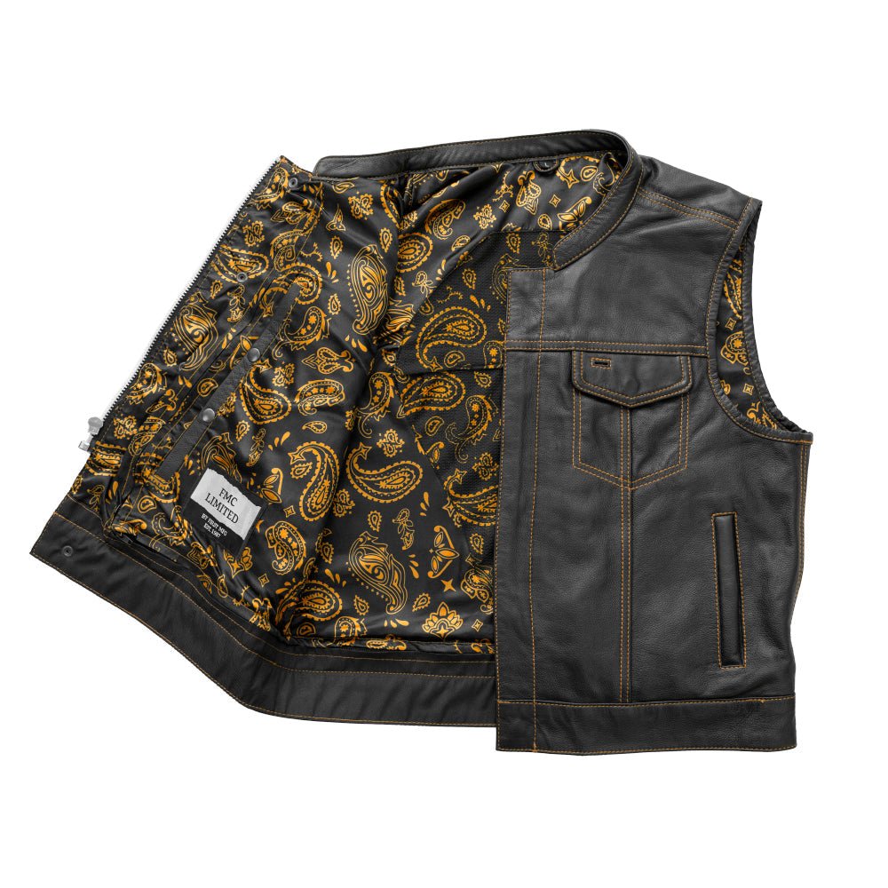 The Volt Men's Motorcycle Leather Vest, Multiple Color Options