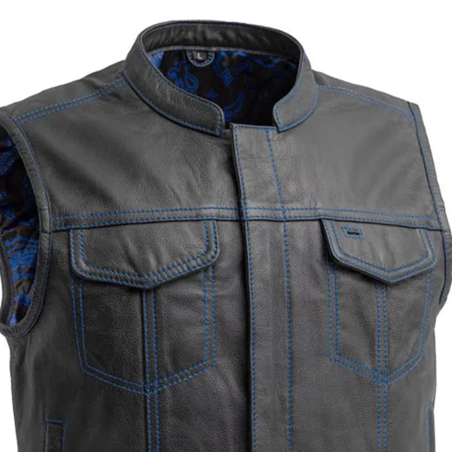 The Volt Men's Motorcycle Leather Vest, Multiple Color Options Men's Leather Vest Best Leather Ny