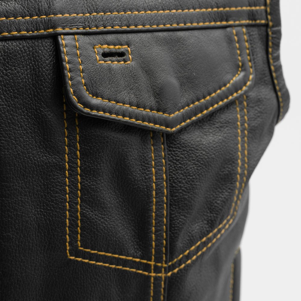 The Volt Men's Motorcycle Leather Vest, Multiple Color Options Men's Leather Vest Best Leather Ny