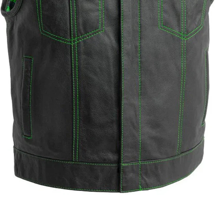 The Volt Men's Motorcycle Leather Vest, Multiple Color Options Men's Leather Vest Best Leather Ny