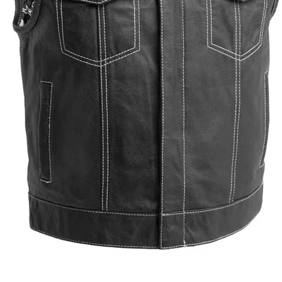 The Volt Men's Motorcycle Leather Vest, Multiple Color Options Men's Leather Vest Best Leather Ny