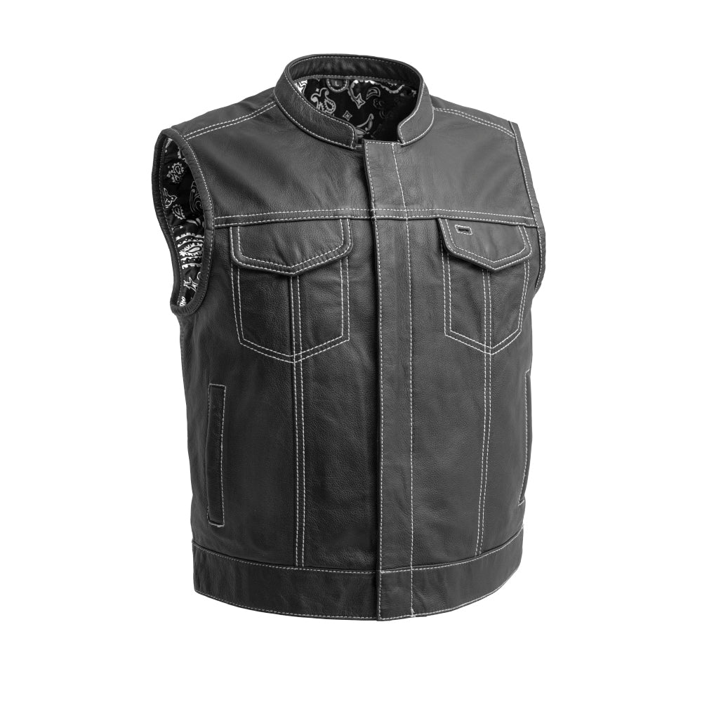 The Volt Men's Motorcycle Leather Vest, Multiple Color Options Men's Leather Vest Best Leather Ny White S