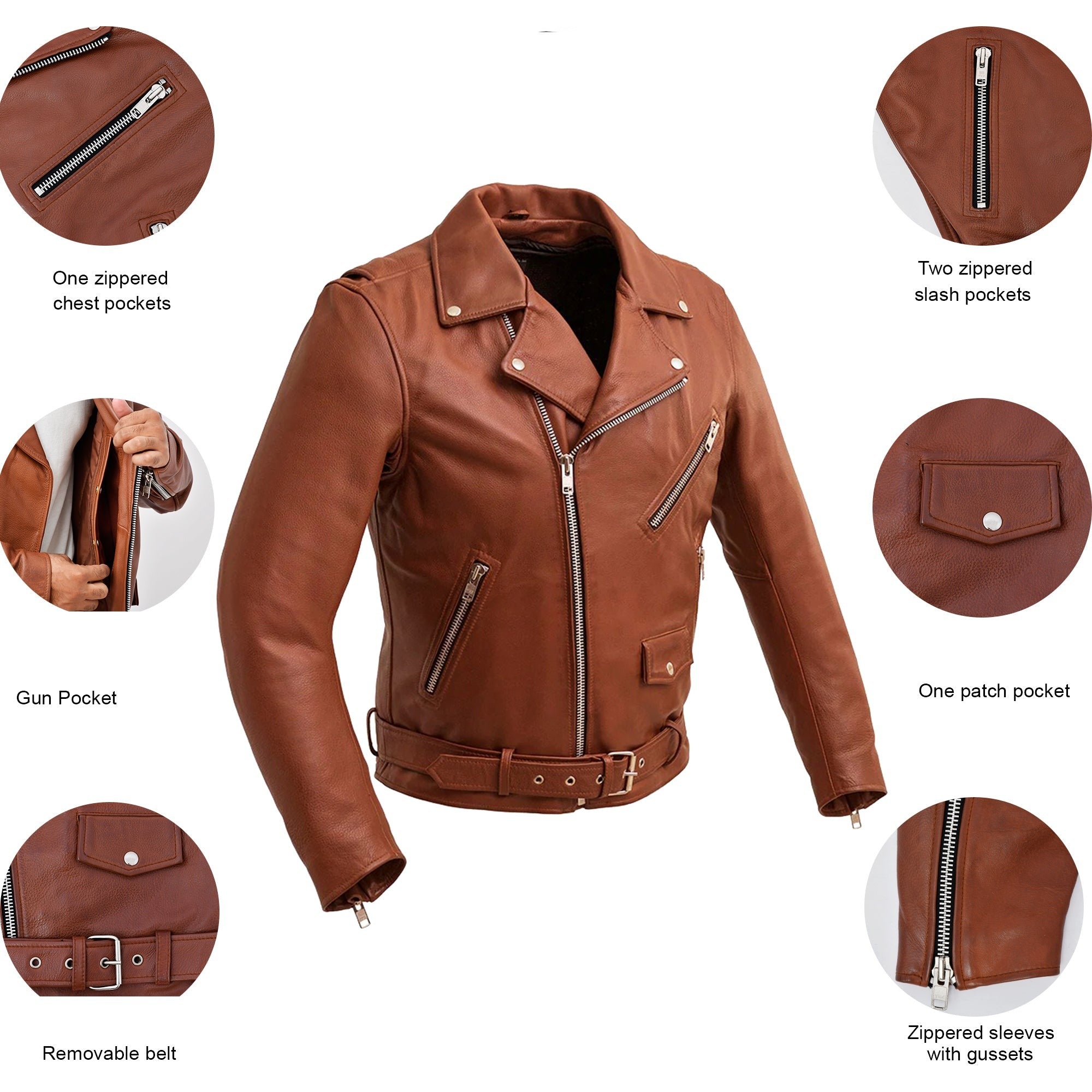 THUNDER Motorcycle Leather Jacket Men's Motorcycle Jacket Best Leather Ny