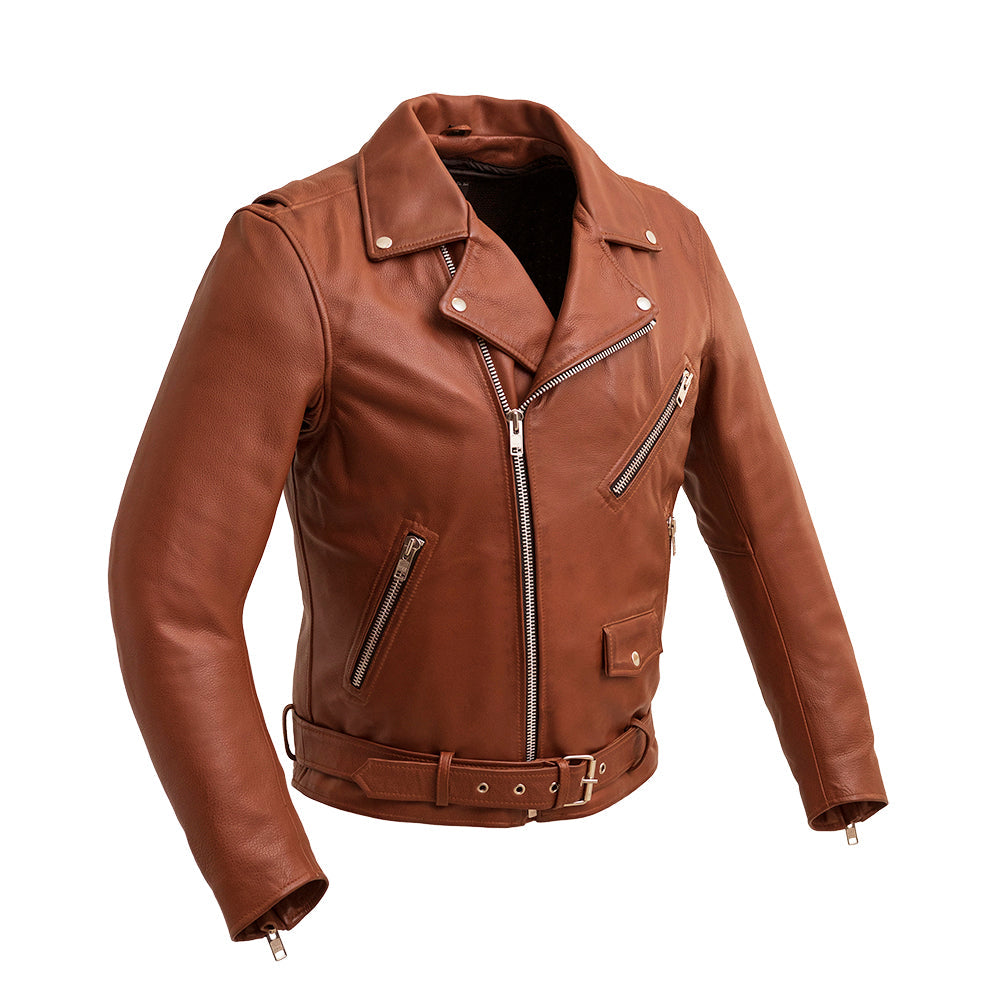 THUNDER Motorcycle Leather Jacket Men's Jacket Best Leather Ny XS WHISKEY 