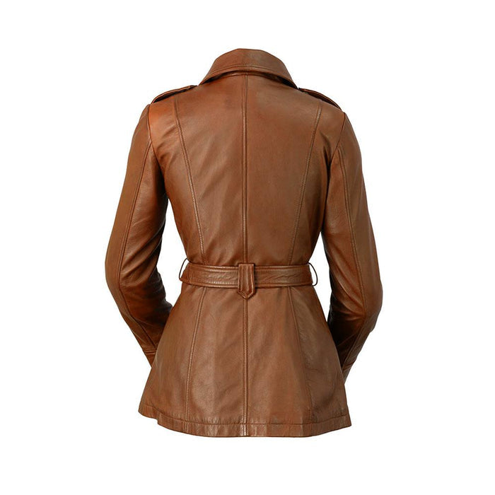 Traci - Women's Fashion Leather Trench Coat (Dark Cognac) Women's Fashion Leather Jacket Best Leather Ny