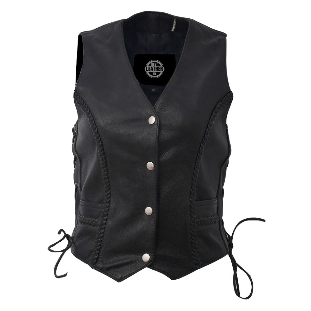 Trinity - Women's Motorcycle Western Style Leather Vest Women's Leather Vest Best Leather Ny Black XS
