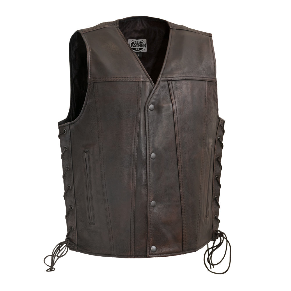 Turbn - Men's Motorcycle Leather Vest (Copy) Men's Leather Vest Best Leather Ny XS Copper Leather