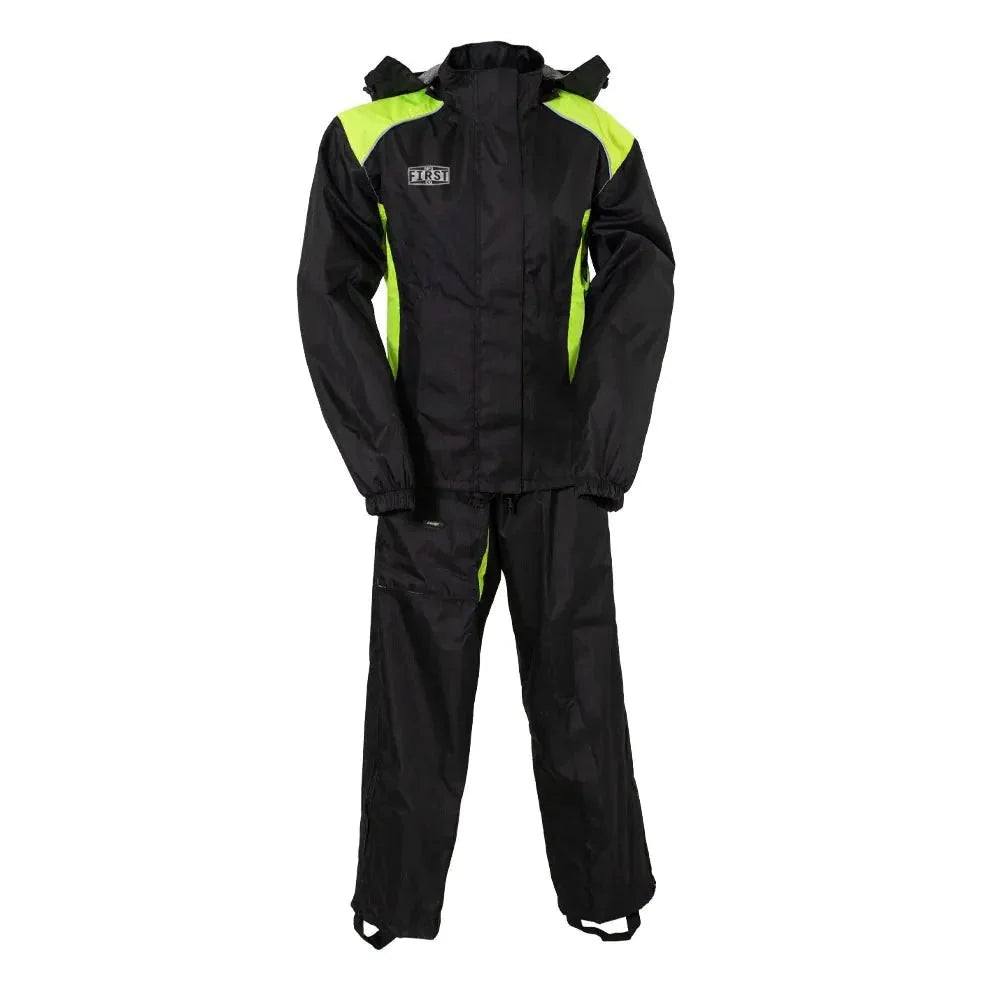 Women's Motorcycle Rain Suit Rain Suit Best Leather NY Company Neon Green XS