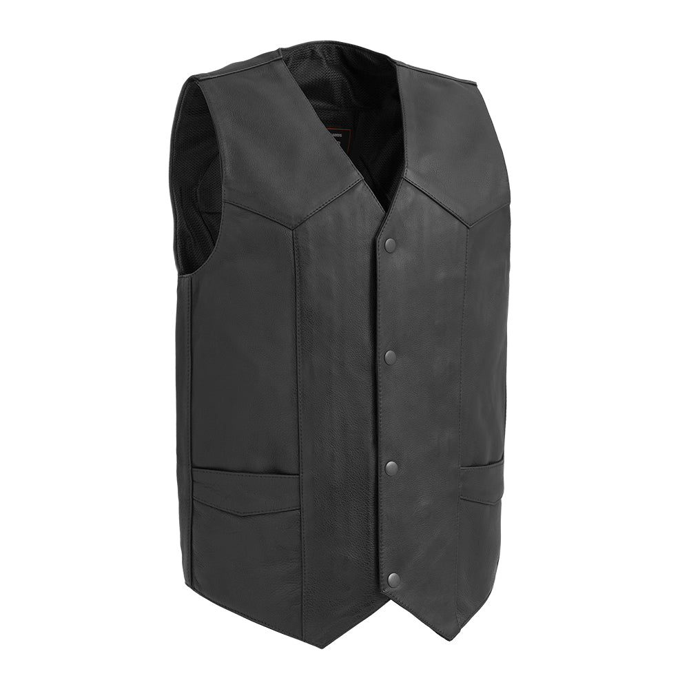 ZEPHYR - Motorcycle Leather Vest Men's Vest Best Leather Ny S Black 