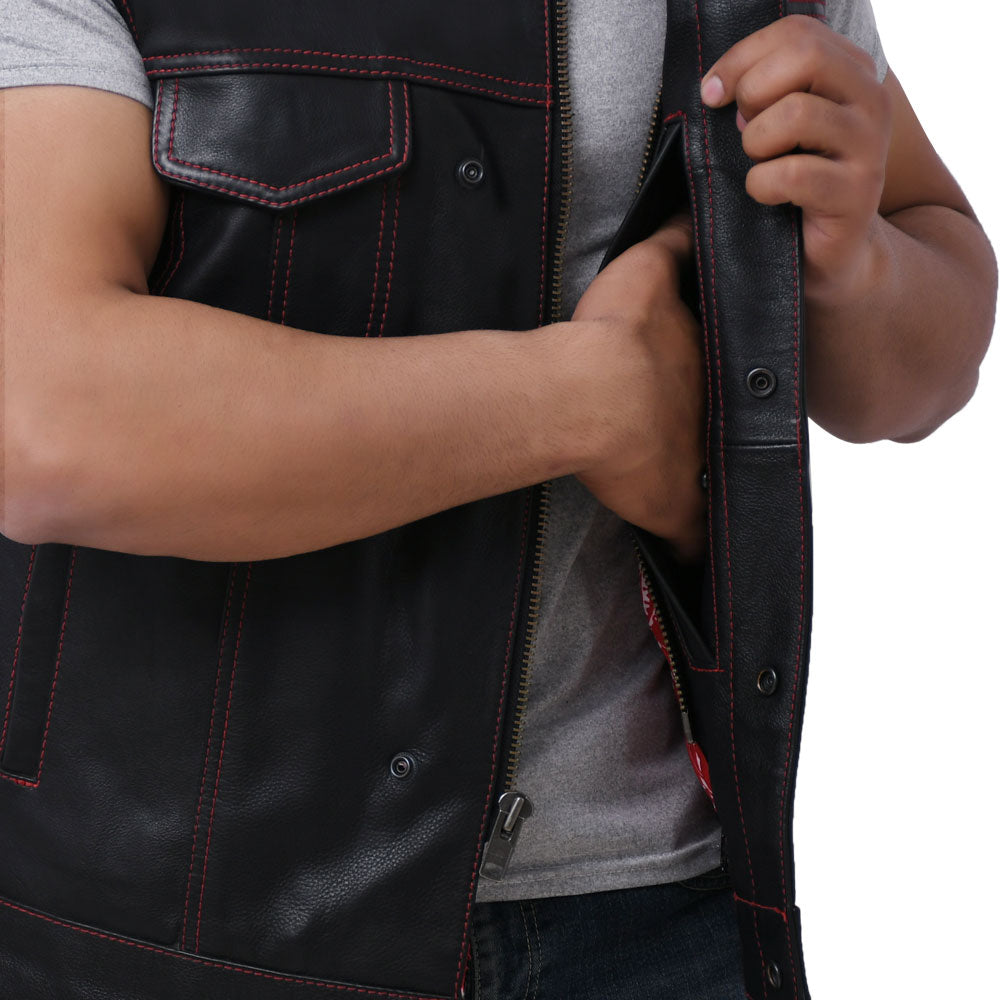 SUNRISE - Motorcycle Leather Vest Men's Vest Best Leather Ny   
