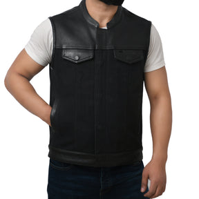DETOUR - Motorcycle Leather/Canvas Vest