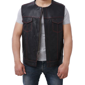 SUNRISE - Motorcycle Leather Vest Men's Vest Best Leather Ny   