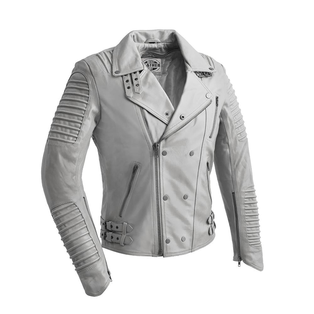 Brooklyn - Men's Fashion Lambskin Leather Jacket  (White)