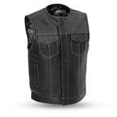 SUNRISE - Motorcycle Leather Vest Men's Vest Best Leather Ny S BLK / WHITE 